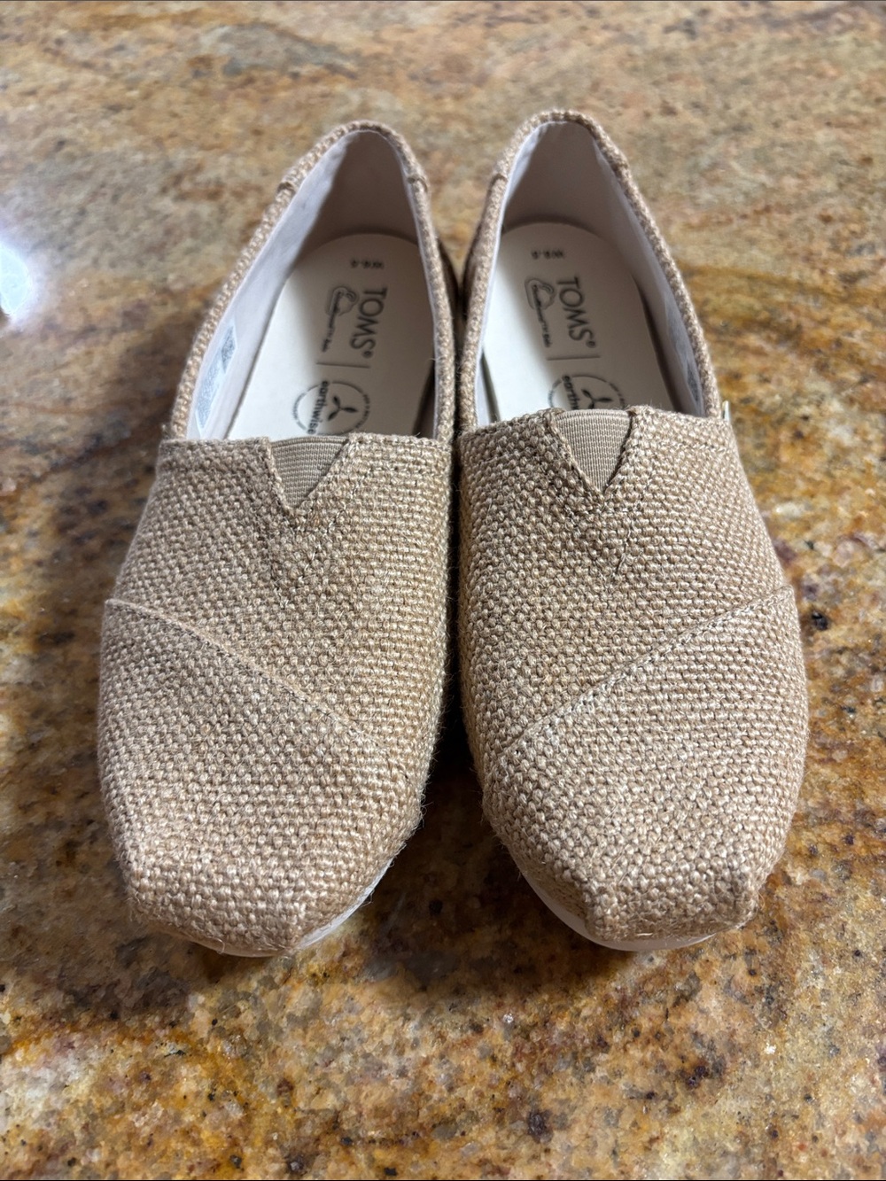 TOMS Beige Woven Slip-On Flats